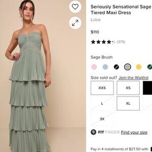 Lulus Seriously Sensational Sage Brush Strapless Tiered Maxi Dress Green